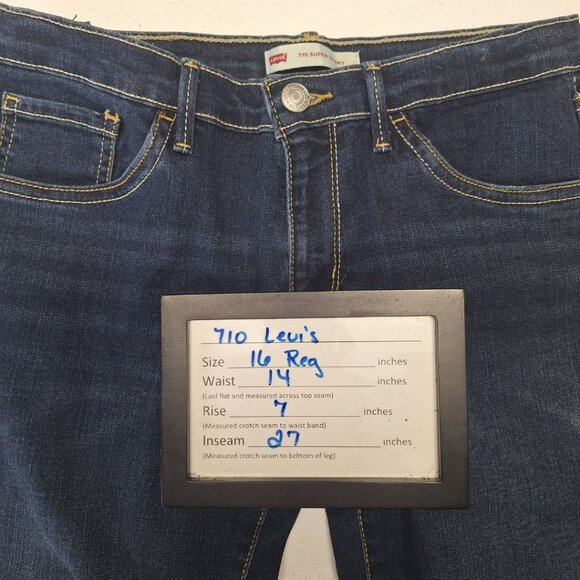Levis 710 Super Skinny Jeans Blue Adjustable Elastic Waist Demin Girls Size 14 - Picture 5 of 8
